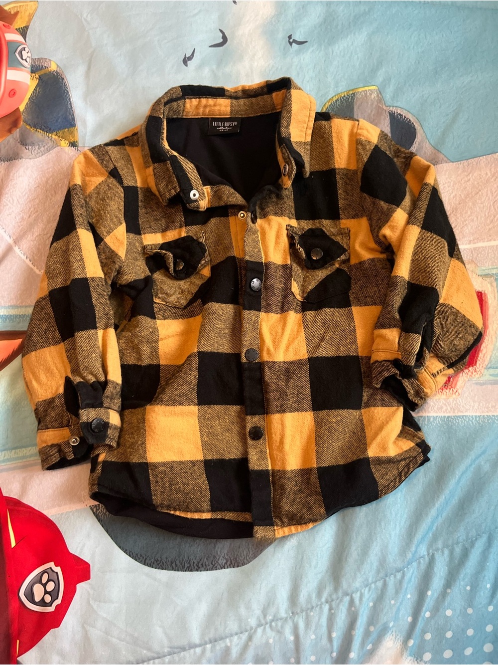 Little Bipsy Yellow and Black Buffalo Plaid Button-Down shacket